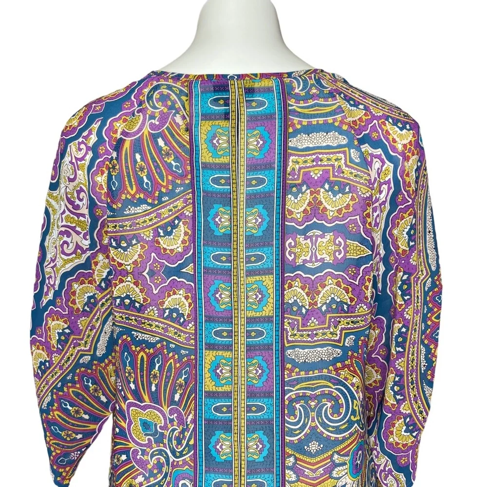 3/$20 NICOLE BY NICOLE MILLER Blouse Paisley Mandala Print 3/4 Sleeve Top Medium